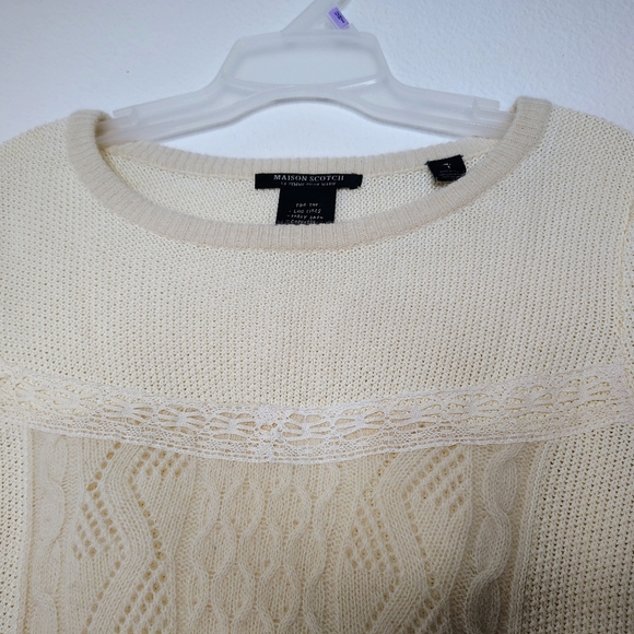 Maison Scotch Cream  Lamb wool/ Angora Blend Knit Jumper Sweater Sz 1 / Small - Picture 2 of 16